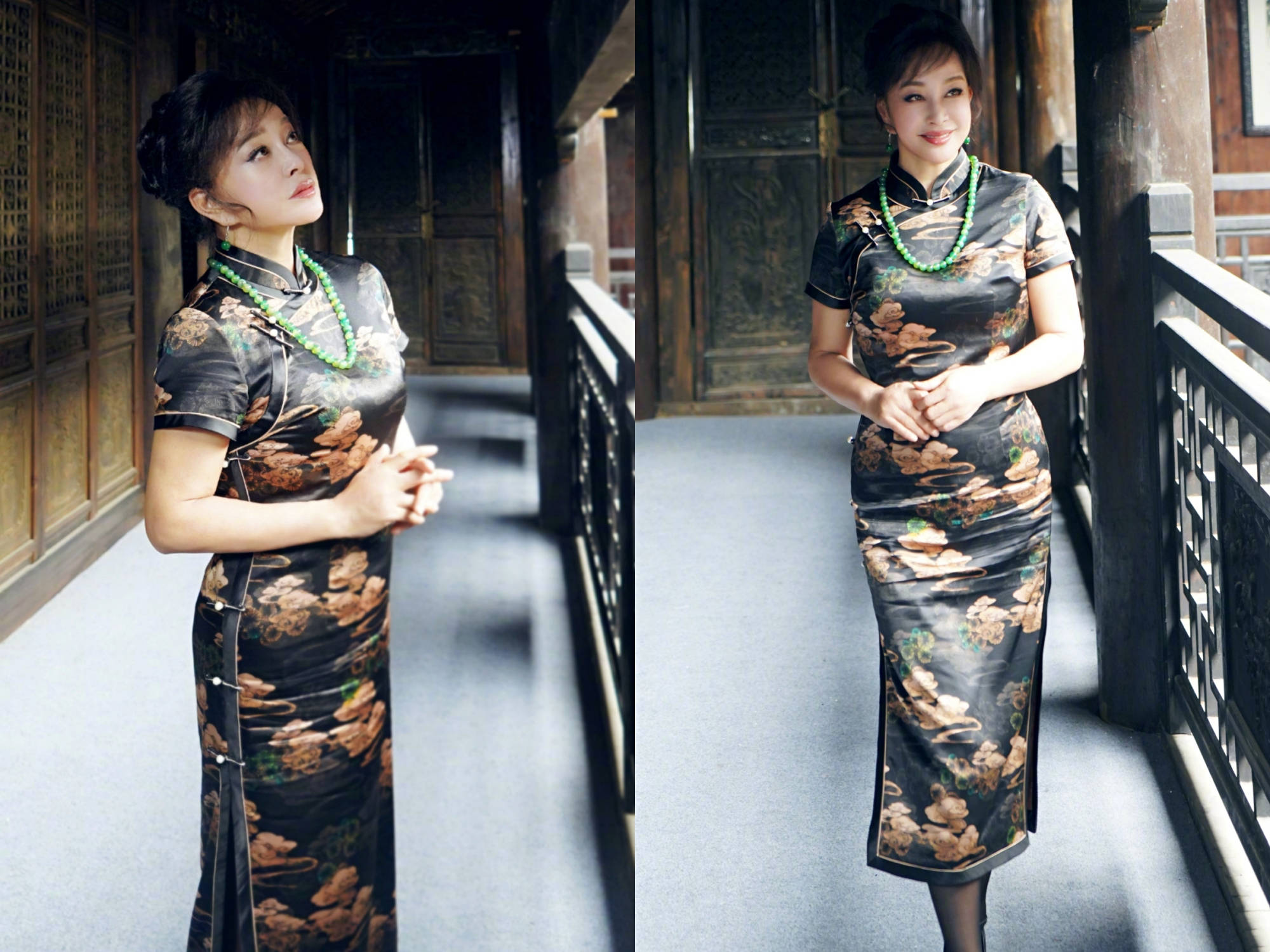 刘晓庆穿旗袍好有气质,优雅又知性