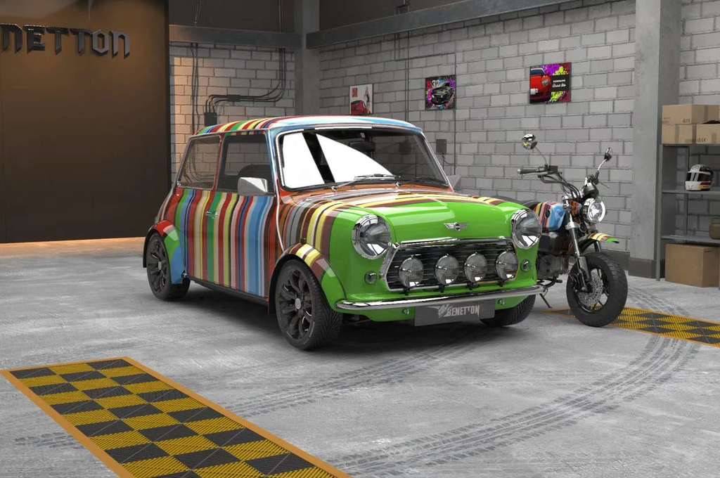 mini汽车改色benetton私人定制条纹系列