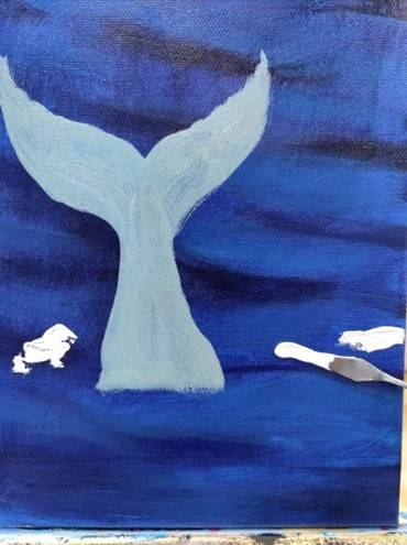 零基础油画教程步骤图鲸鱼尾