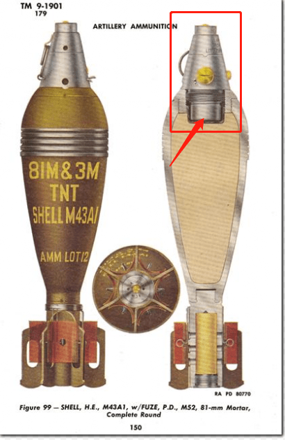 劇中他們丟的是60mm m49a2高爆迫擊炮,但我具體沒找到m49a2的橫截面