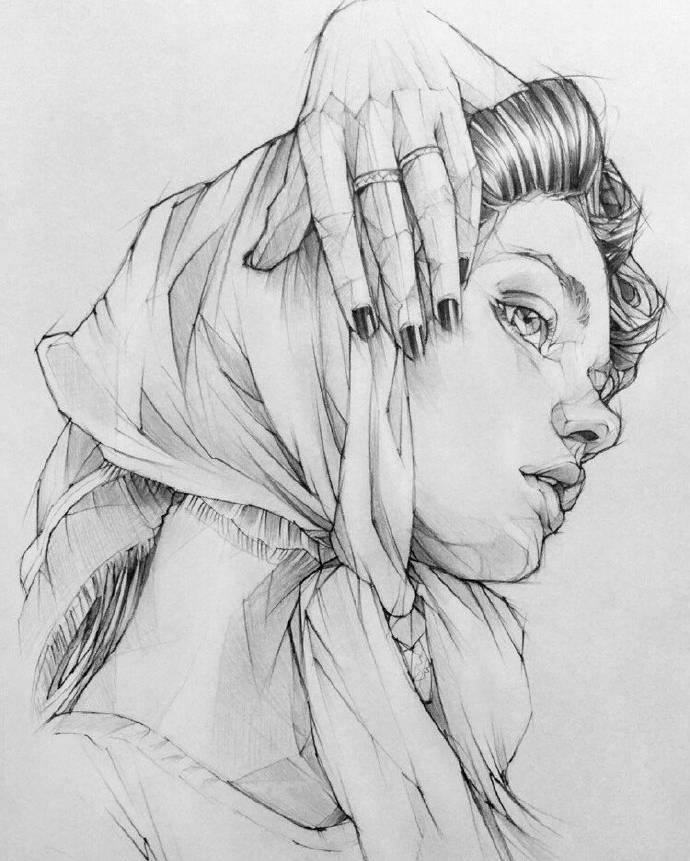 结构用线舒适的素描头像线条切面手绘女生67676767遇见艺术