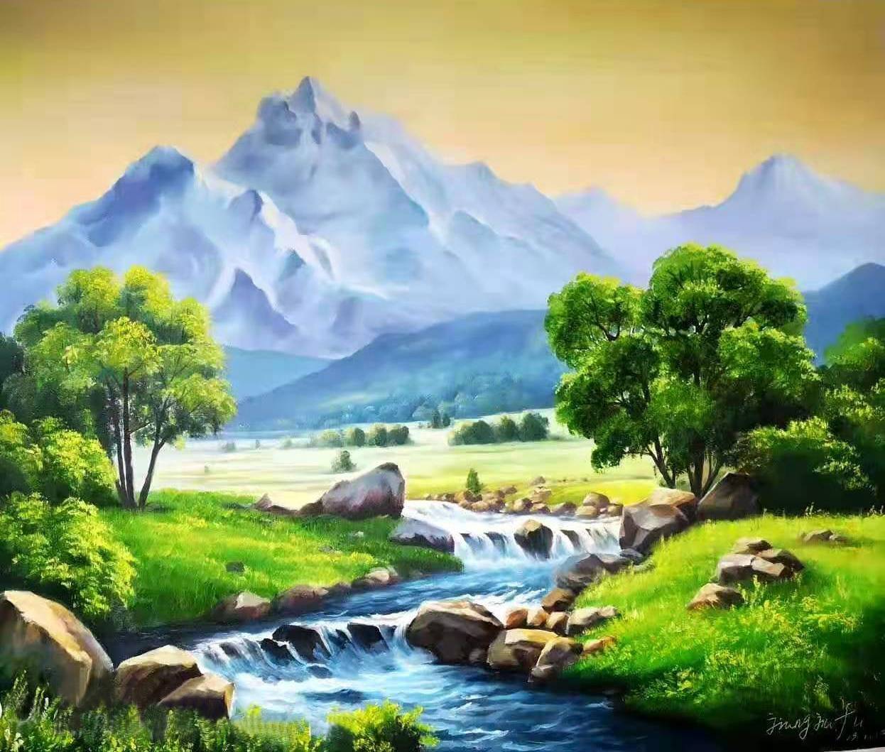 中国工艺美术大师姜久富山水国画欣赏