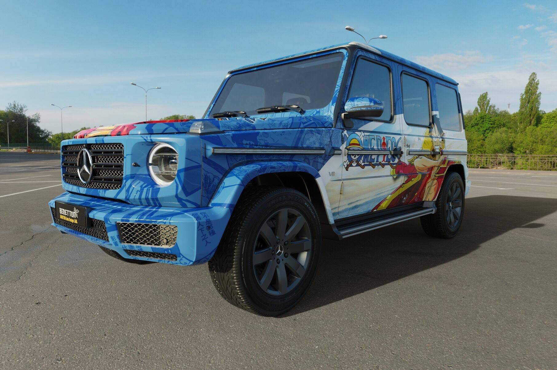 奔驰mercedes g500汽车改色私人定制路飞彩绘_手机搜狐网