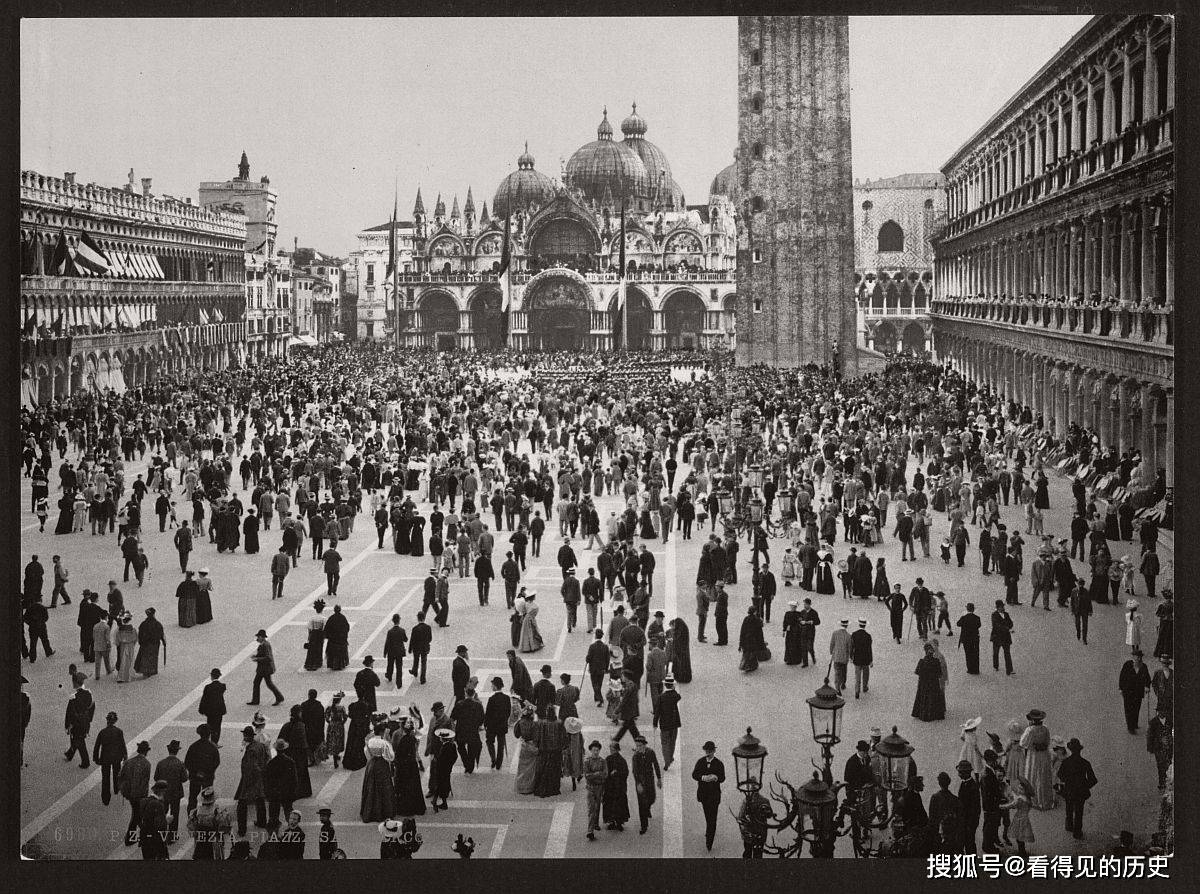 老照片十九世纪末的意大利威尼斯很是繁荣