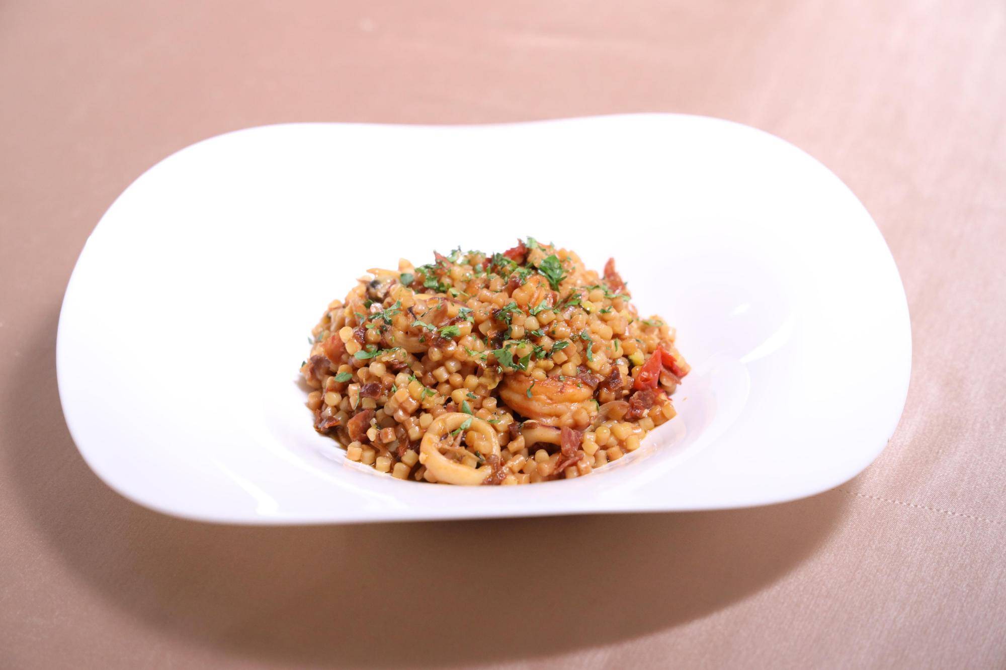 原创三菜一汤法意双鲜麦年比目鱼奶香缠绵海鲜珍珠面酸甜浪漫