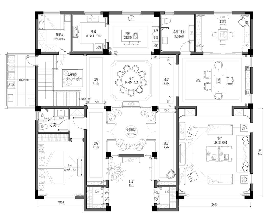 鸿鹄别墅设计 |500㎡新中式风格花园别墅 通古烁今的雅致空间