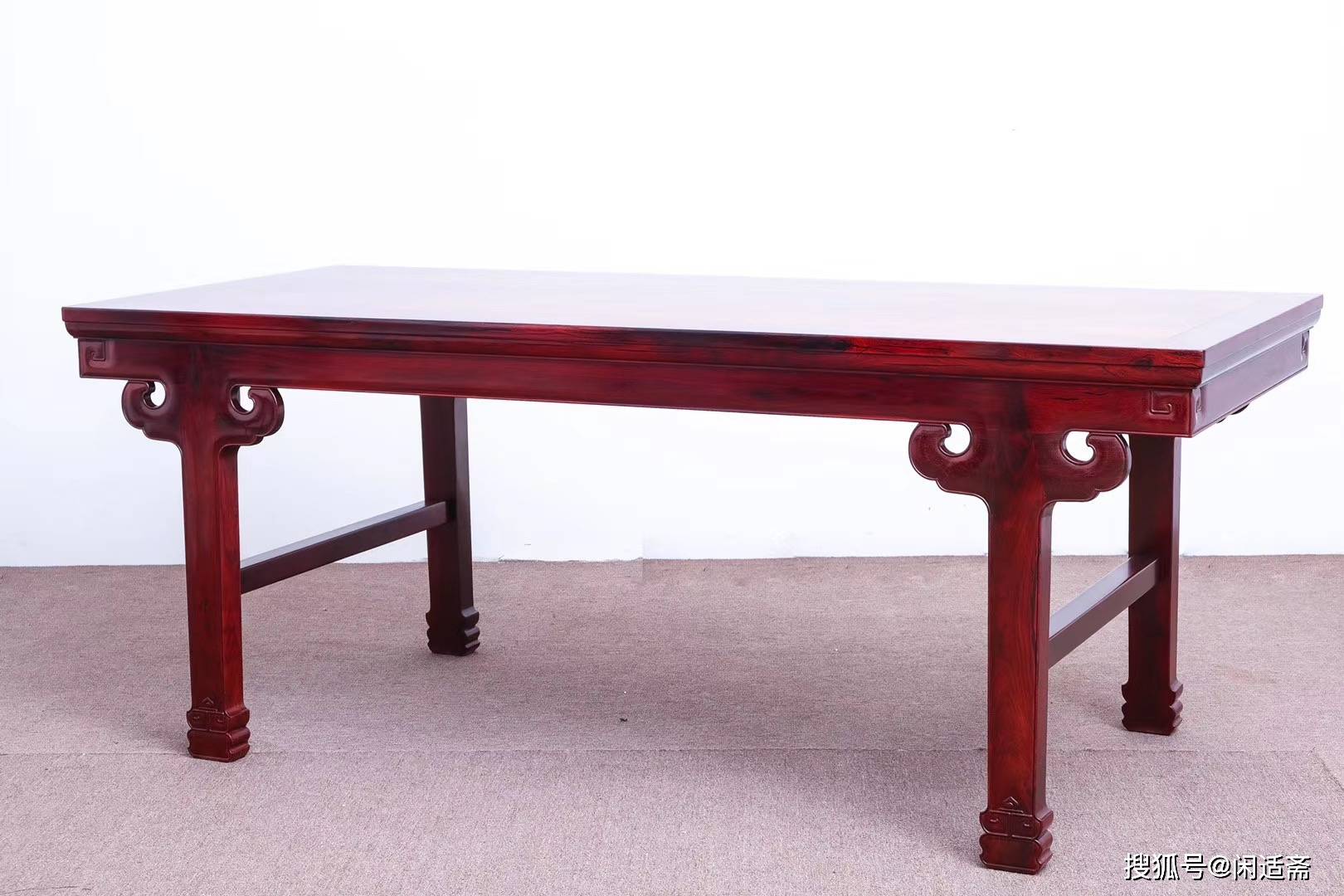 传世珍品,小叶紫檀镶黄花梨家具,王世襄款插肩榫大画案