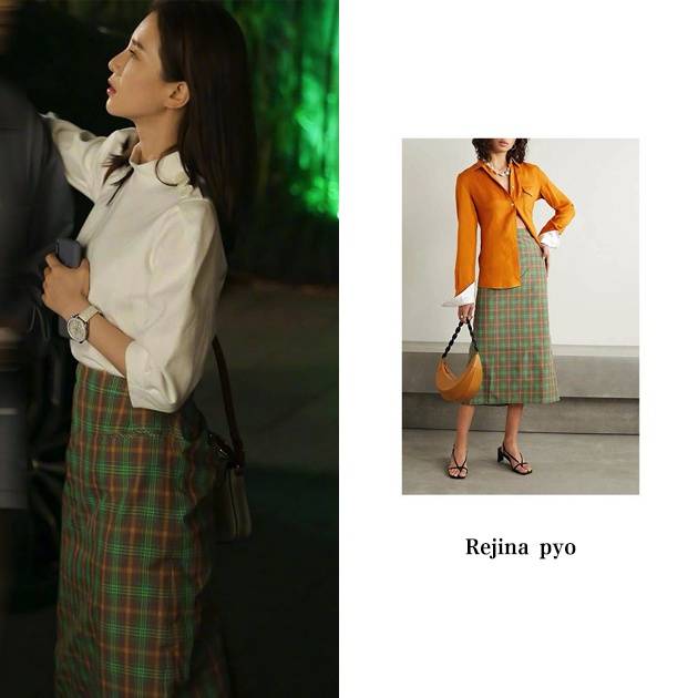 黄色系也是剧中蒋南孙很偏爱的颜色,shushu/tong的这件黄色上衣搭配上