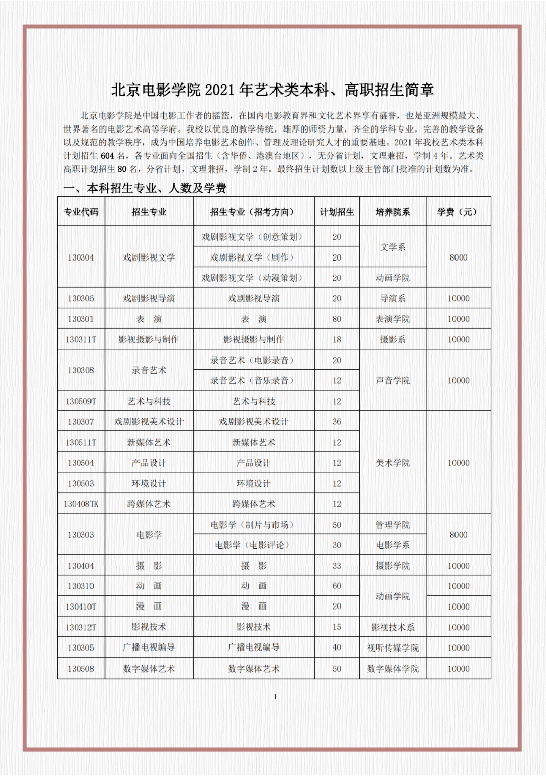 北京电影学院2021年艺术类招生简章发布4大变化引关注