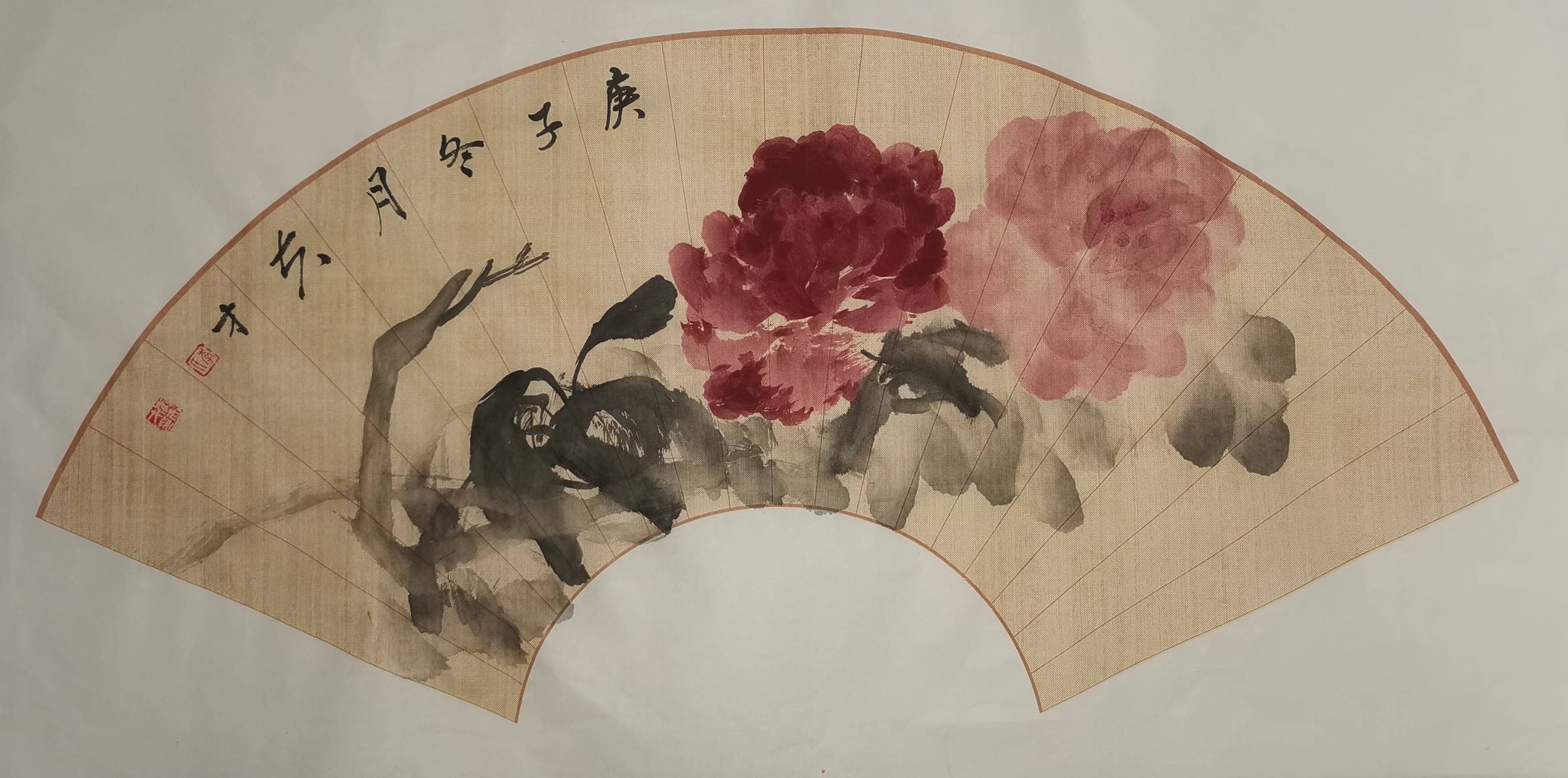 著名画家李夫才2021年全新精品扇面牡丹系列