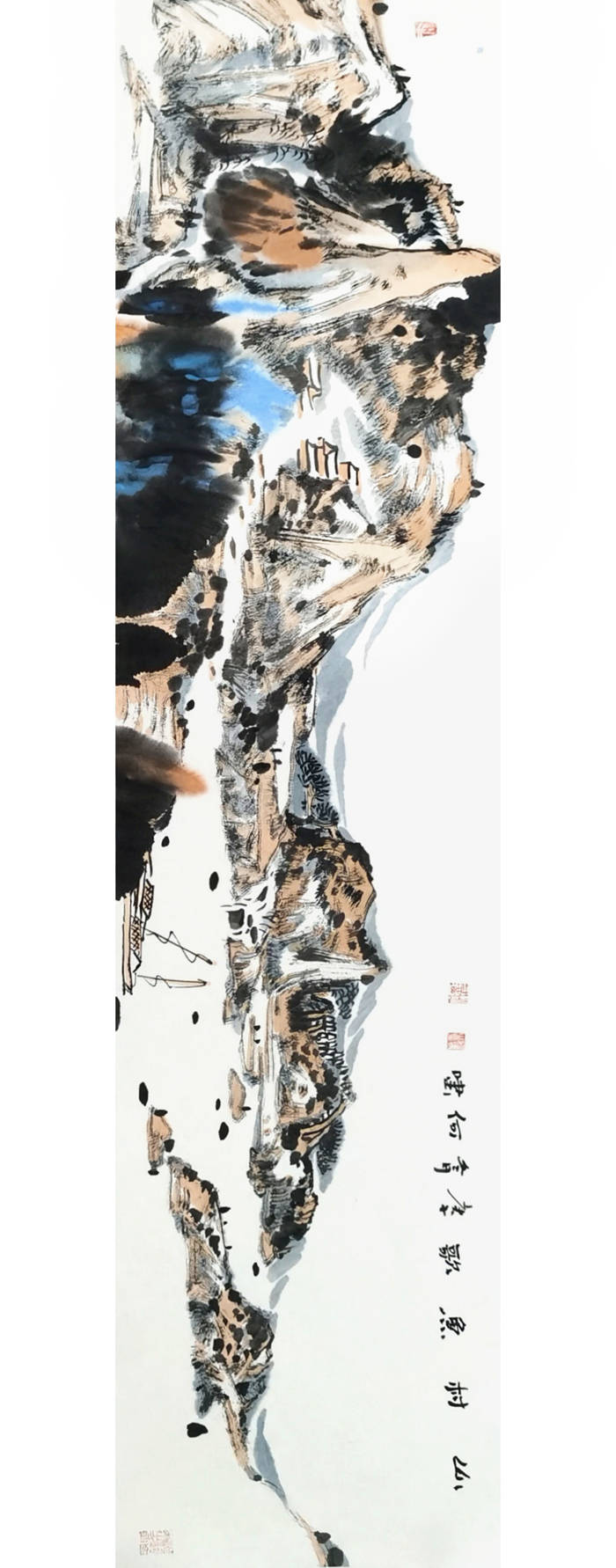 野旷沙岸净天高秋月明画家何啸山水画艺术