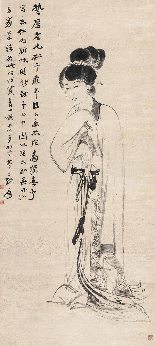 张大千仕女画的精妙之处，并不是表面形式，而是画中人物气韵之美_搜狐网