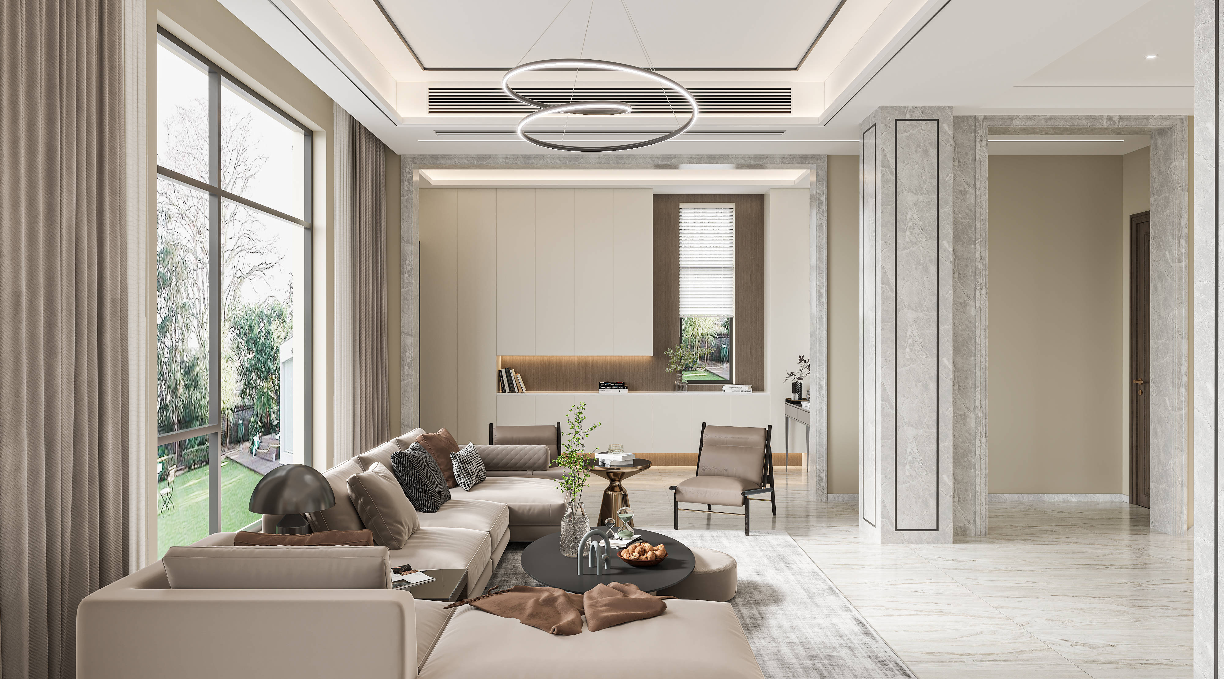 无锡别墅装饰|绿地香颂500平现代风格