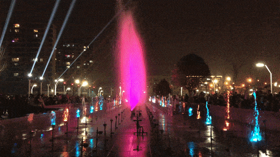 描写长安公园喷泉