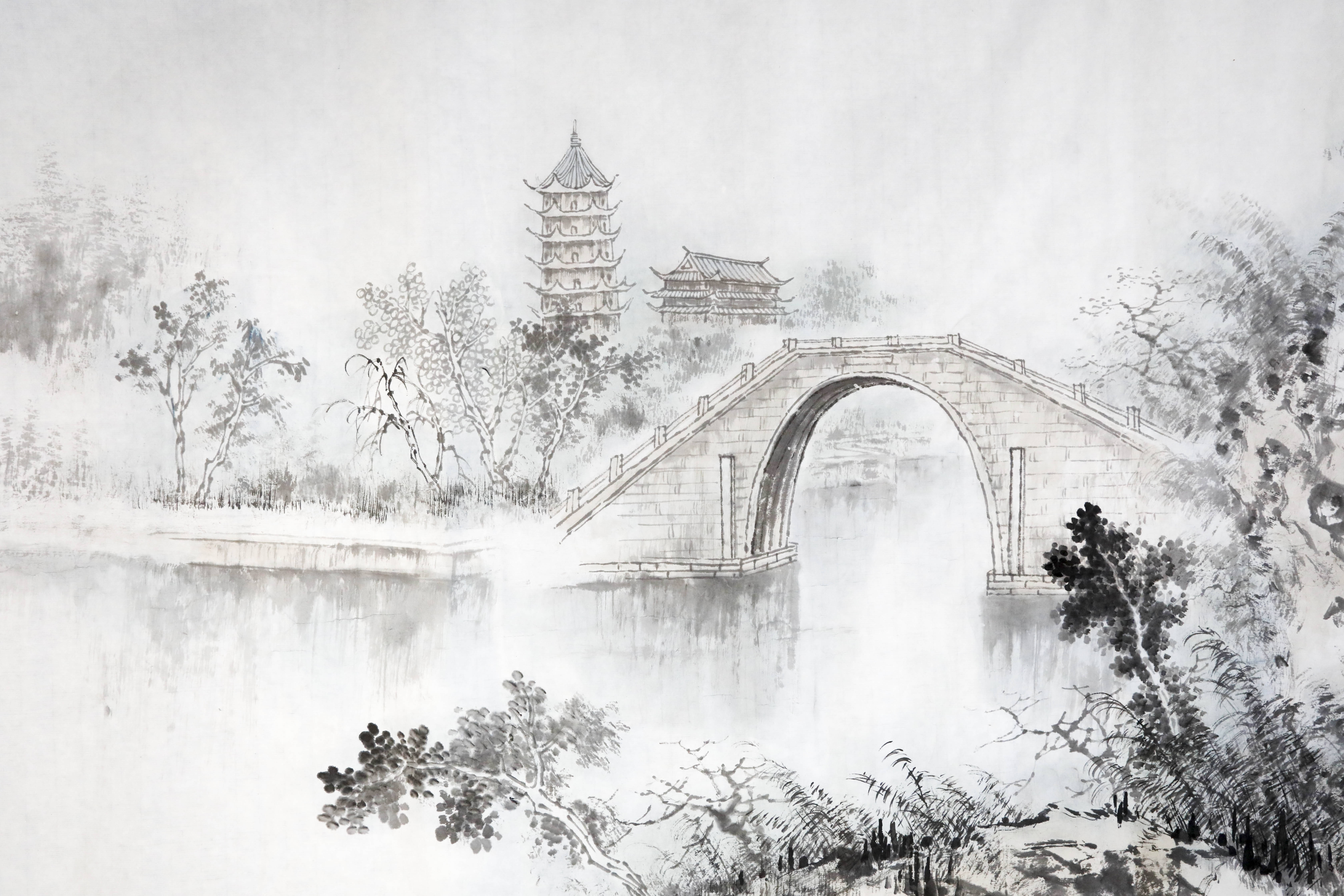 苏州画家廖宇耗时近半年创作20多米水墨长卷，道尽江南山温水软