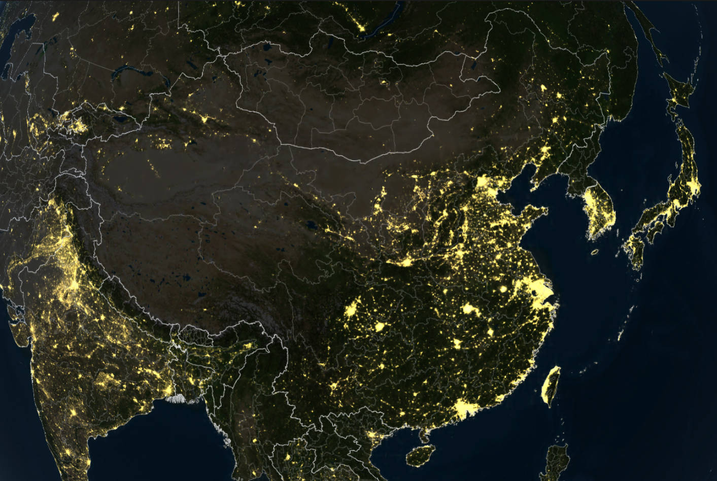 中国最新原版夜光卫星图：看清各城市的本来样貌_规模