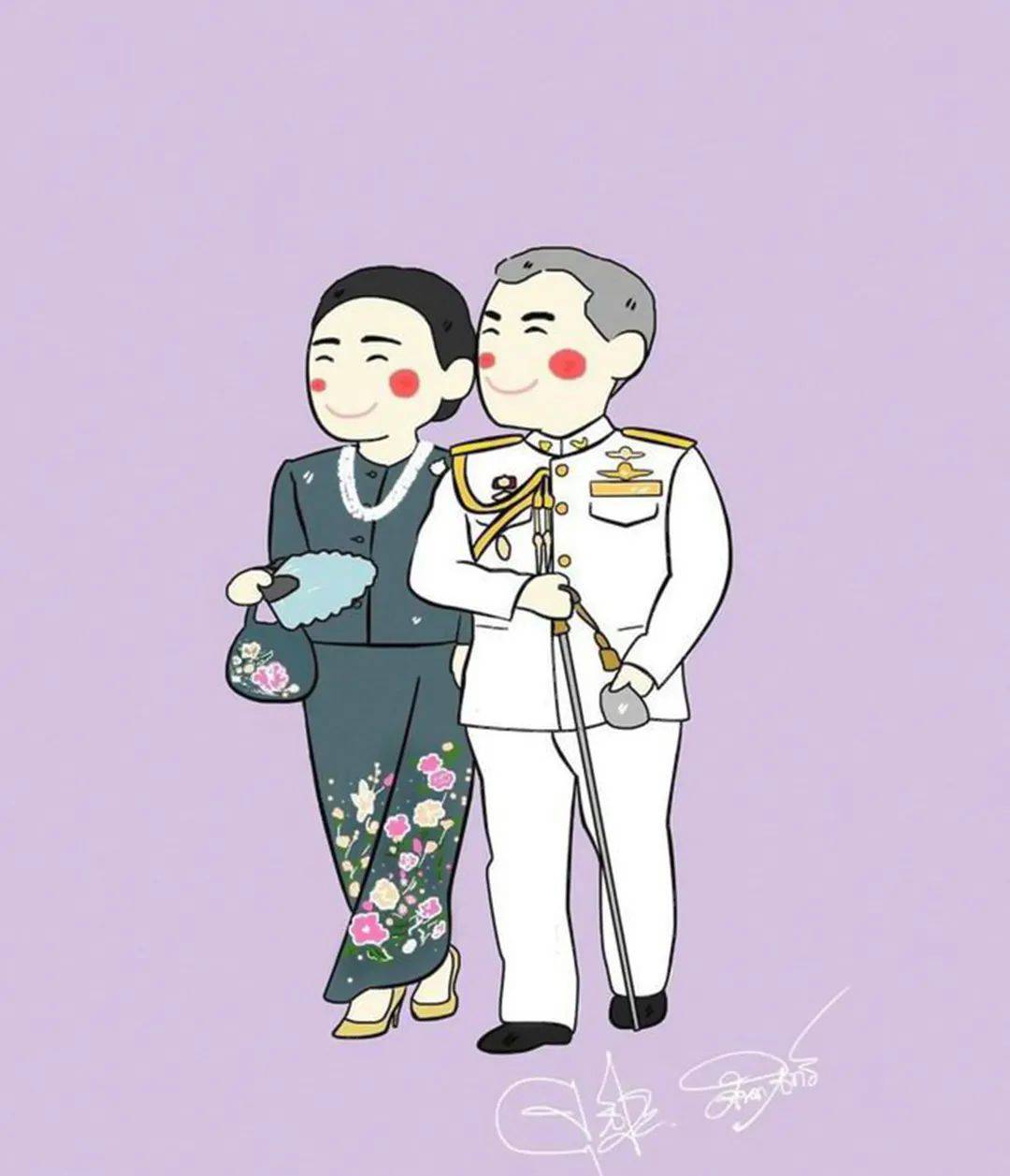 原创苏提达与泰王的合影漫画开心的场面美滋滋的诗妮娜产生失落感