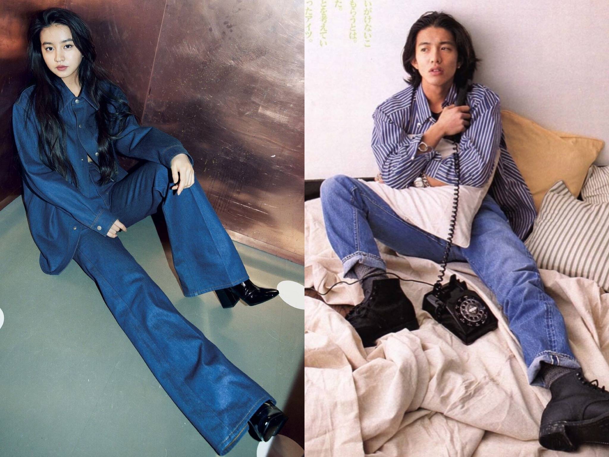 18岁木村光希晒超模腿 选对造型高级美 一身牛仔服冷漠脸比木村拓哉还帅 Koki