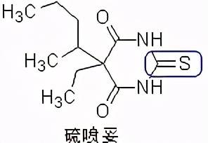 2位"o"s:硫喷妥(脂溶性高,短效)5位-支链烃或不饱和烃:戊巴比妥