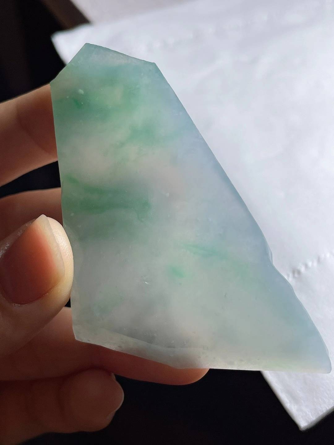 天然翡翠冰飘花片料_抛光