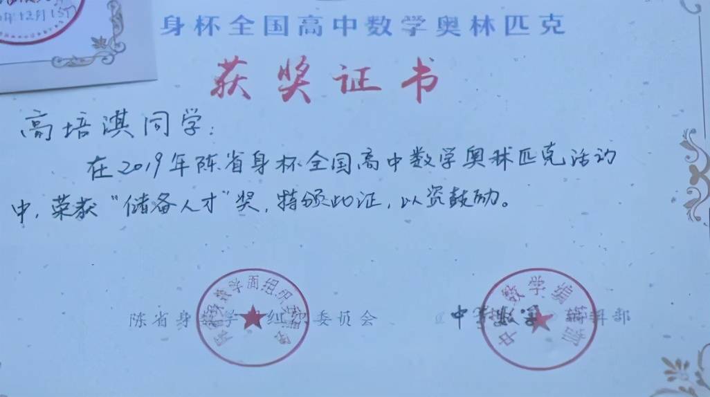 "ccf非专业级软件能力认证一等","编程精英",2019年陈省身杯高中数学