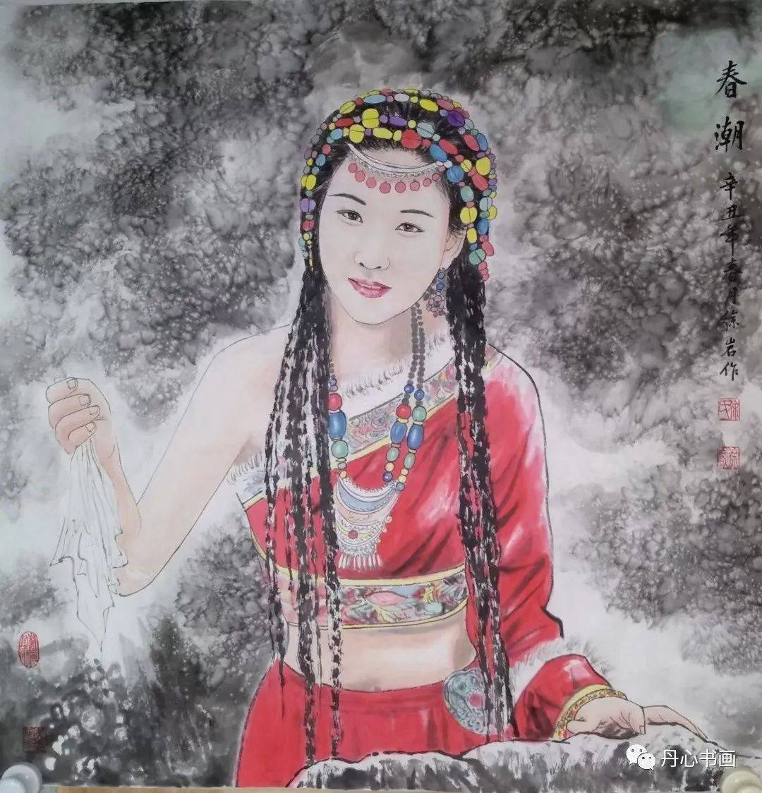 气韵生动自然,形象原始淳朴 | 重彩人物画家徐岩_作品