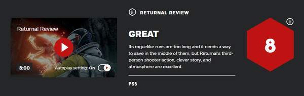 氛围|FPS《Returnal》IGN 8分 TPS体验良好，氛围营造出色