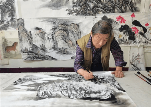 书法家马立明现场创作山水画家皮志刚现场创作善孖大千文化艺术中心