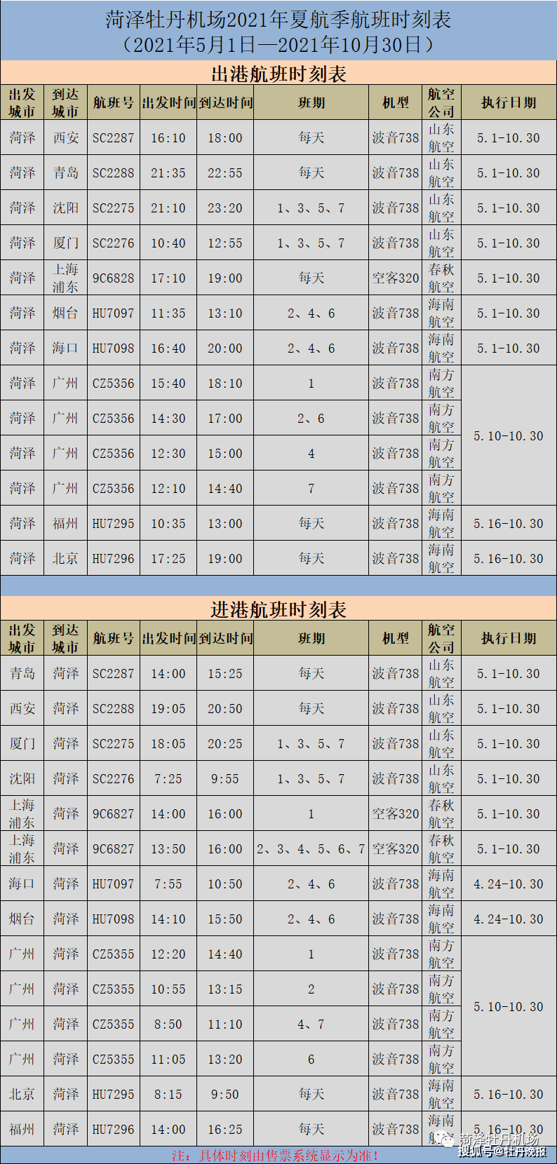 菏泽牡丹机场5月10日起开通广州直航航线!