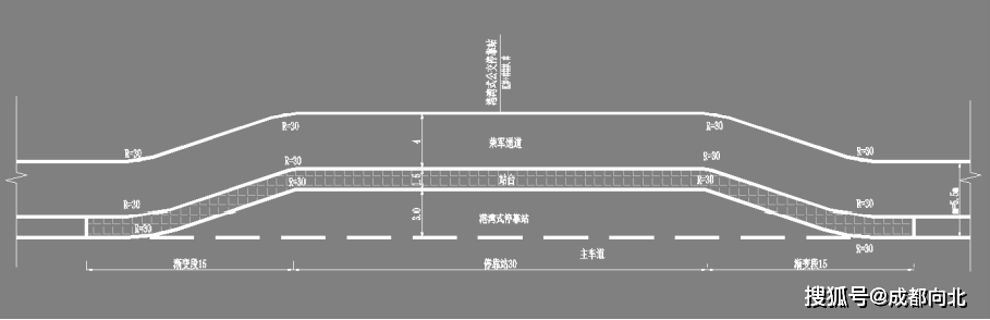 公交停靠站台的布置方式,按其设置的位置,分为沿人行道边缘及沿机动车