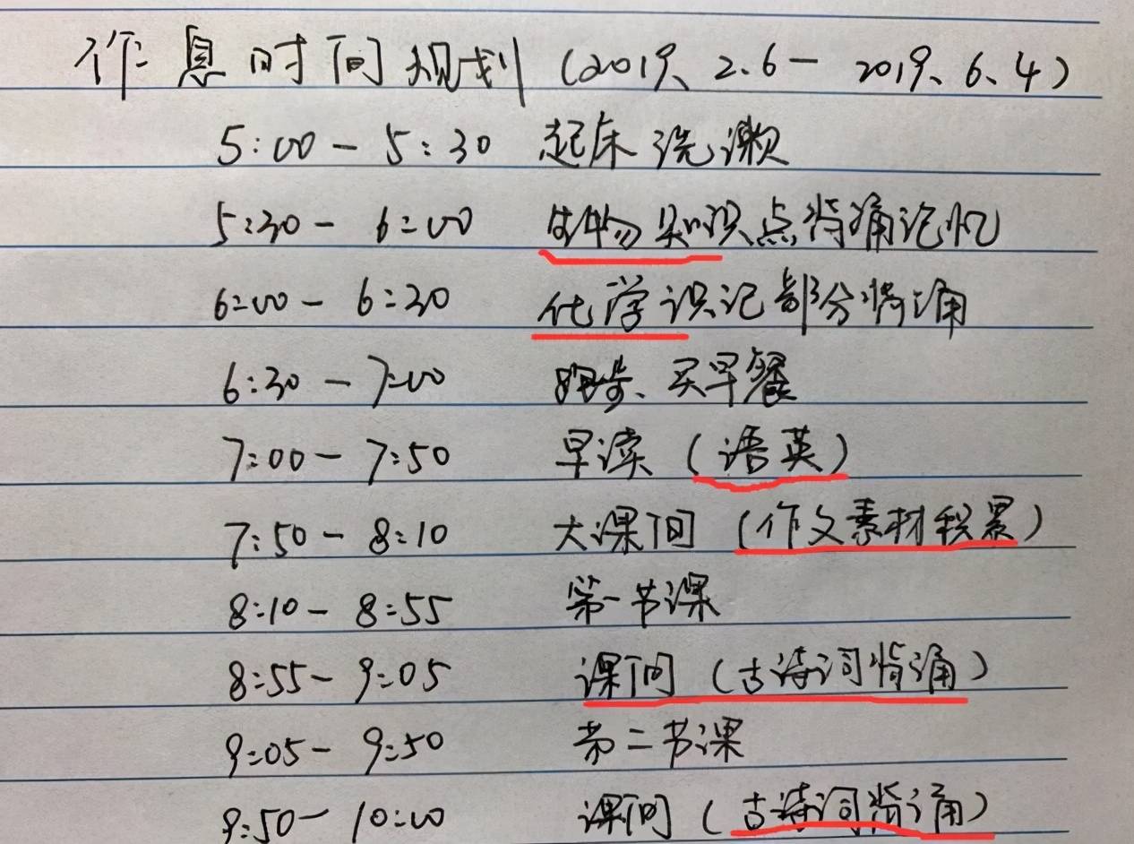 高中学霸"作息表"惹争议,早餐只用10分钟,被嘲"学习机器?_时间