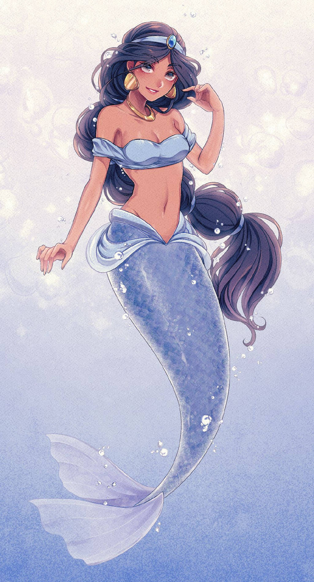 梦幻画风的美人鱼原来全是迪士尼公主长发公主惊艳全场