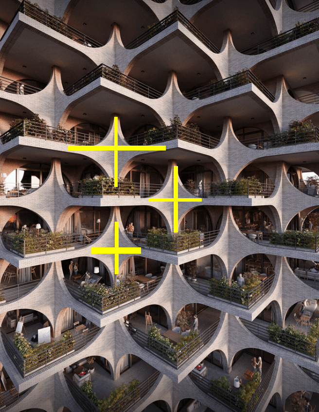 房地产商能否学习 看一下人海外房屋 十字形设计方案 每家每户带阳台 蓝天音乐厅