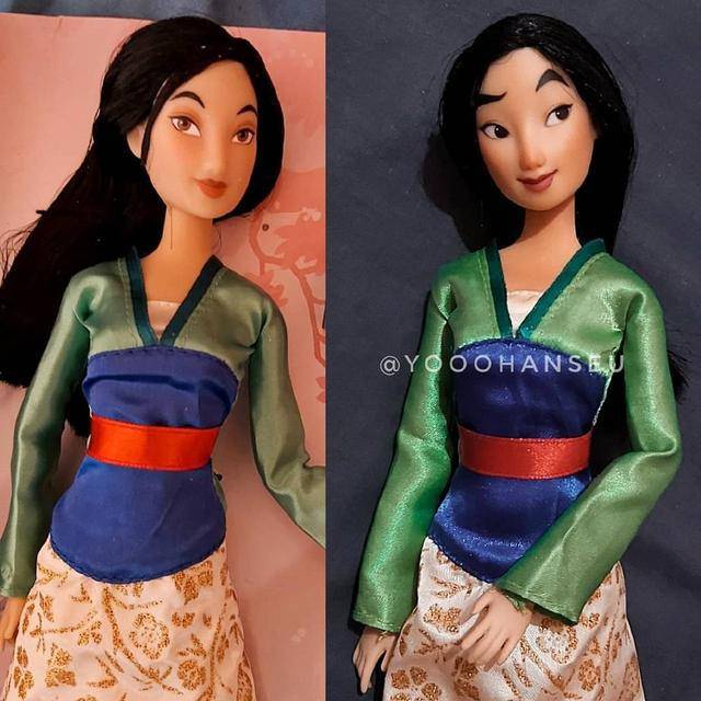 改造后的迪士尼公主娃娃，花木兰表情灵动，艾莎女王从动画中走出_形象