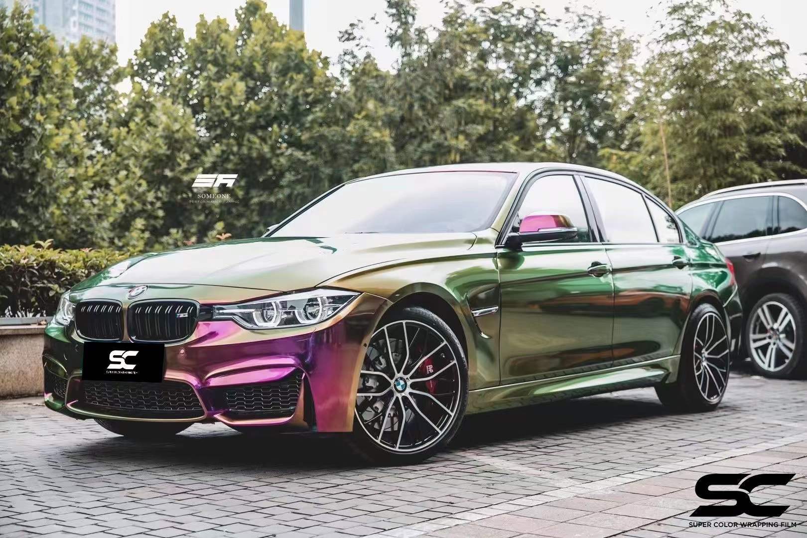 宝马3系汽车贴膜sc改色膜流光北极光