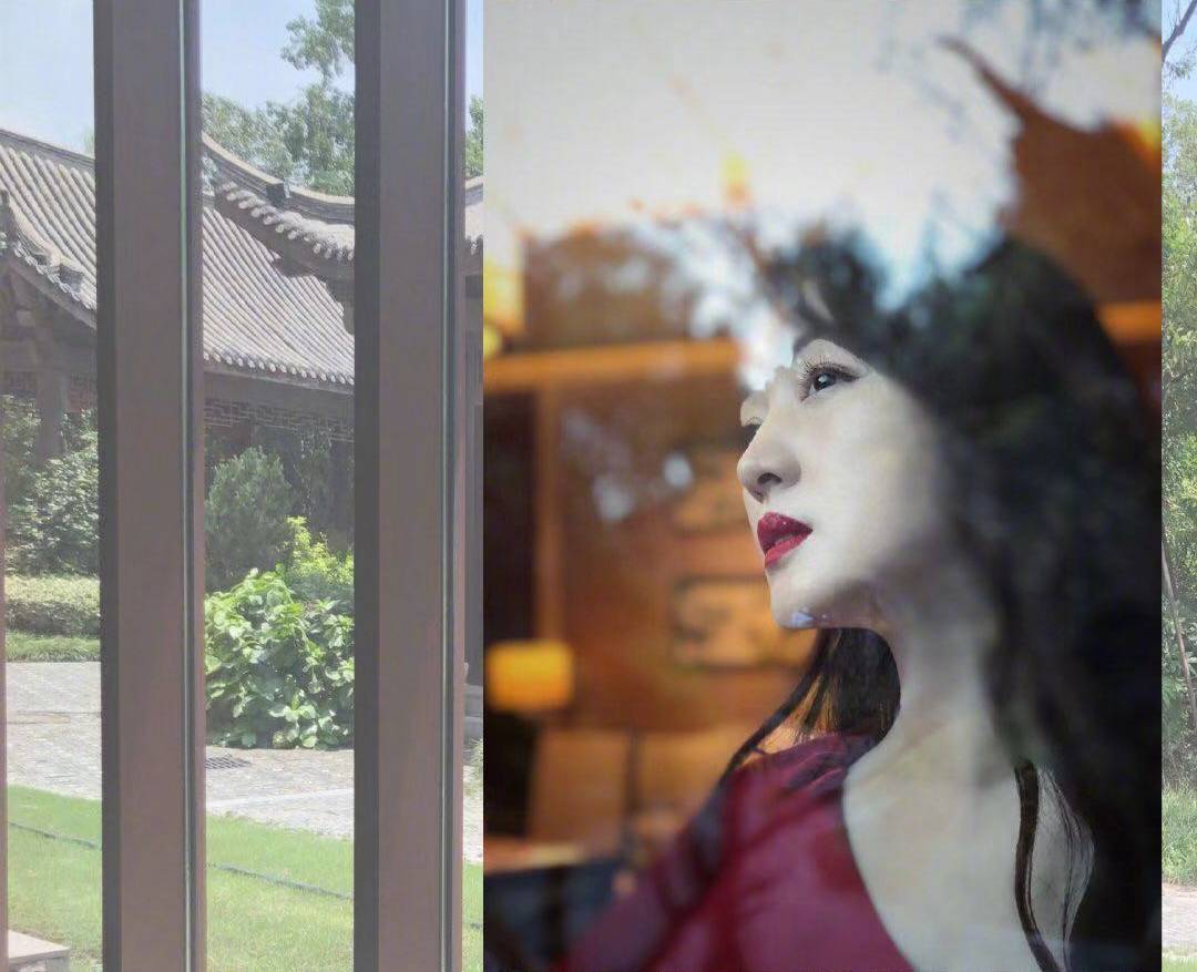 显得|杨钰莹晒照，又穿大红色露肩裙优雅气质，48岁了还是这么美！