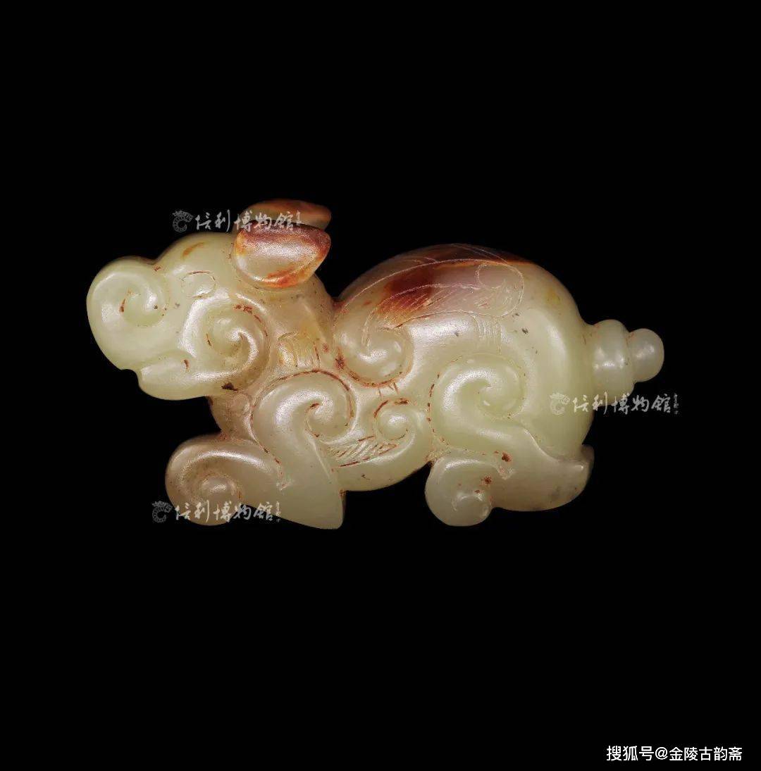 商代晩期 玉虎(玉琥)龍角玉虎 置物高古玉根付 提げ物 装飾品 歴史資料☆希少品 精品馆藏商代玉虎