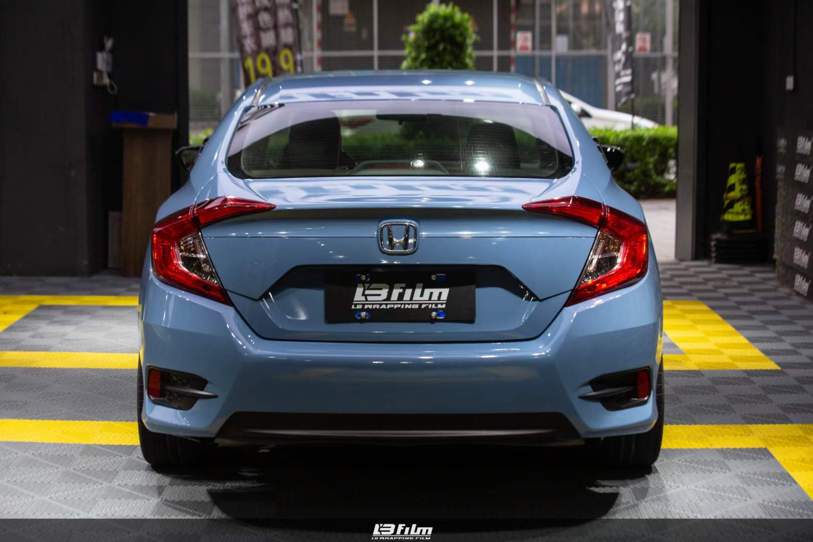 lb改色膜案例本田思域全车贴膜amg瓷器蓝