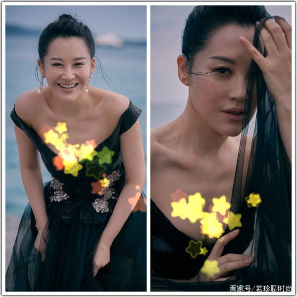 显得|许晴的身材真的没话说，穿这么紧的黑裙，也不像50多岁的人