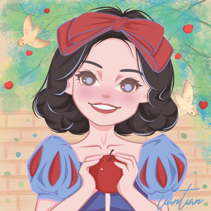 原创迪士尼公主的不同画风白雪的笑容有点怪爱丽儿红发引人注目