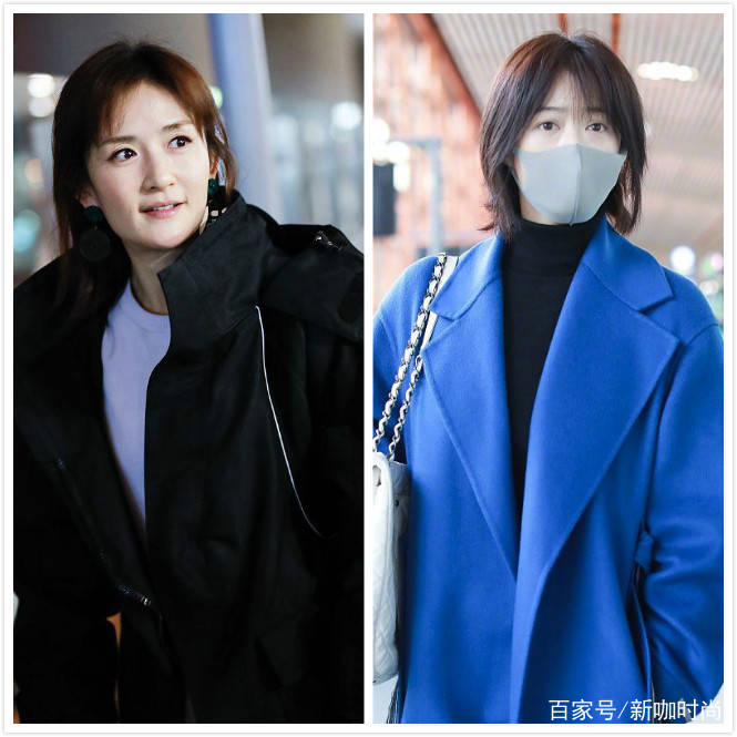 蓝色|瘦了的蒋欣撞脸谢娜？穿蓝色大衣彰显优雅气质，满满的女人味
