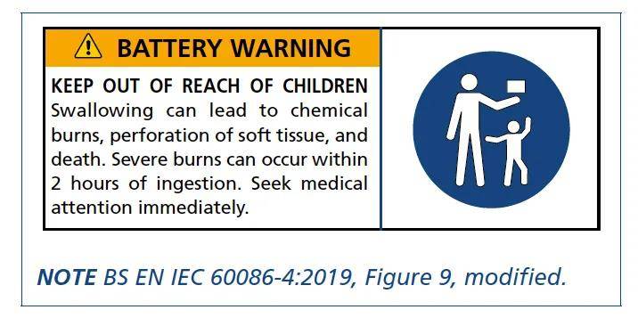 61 "battery warning: keep out of reach of children"61 "if