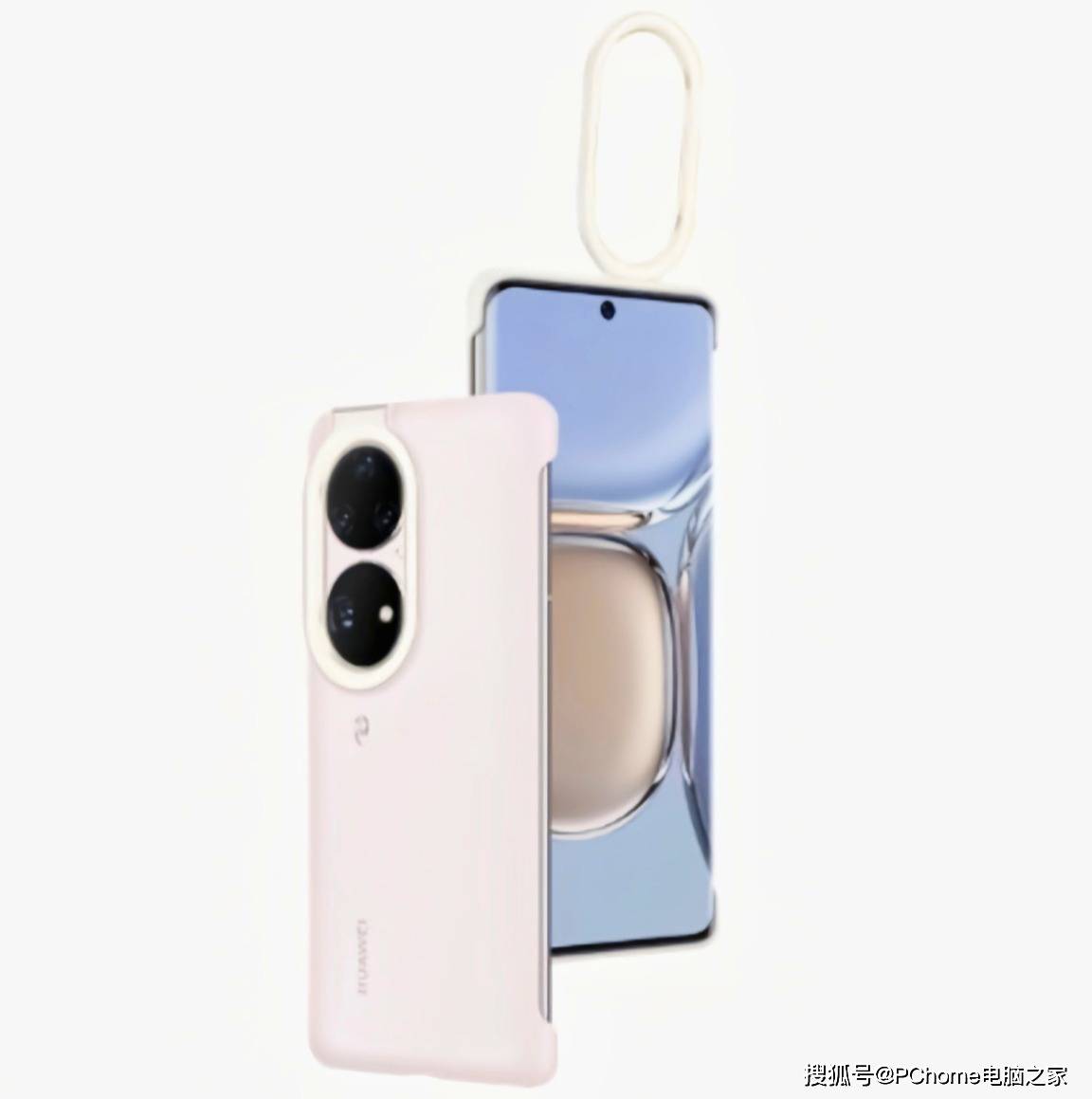 自拍|华为配置向导曝P50 Pro渲染图：双曲面屏+双圆环设计