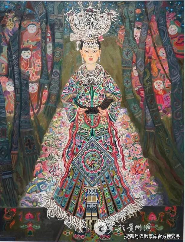 油画《牯藏传说—百鸟衣》