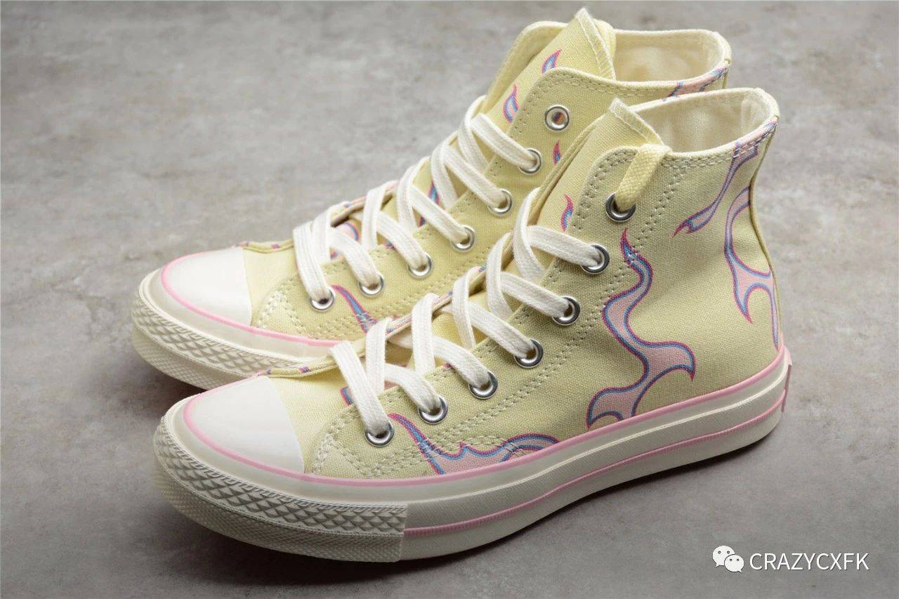 浅黄|匡威联名粉火焰 Converse Chuck70 x Tylerthe Creator 浅黄帆布鞋