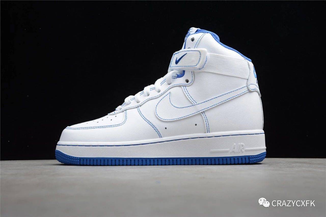 耐克nikeairforce1high空軍一號純白藍色縫線運動鞋