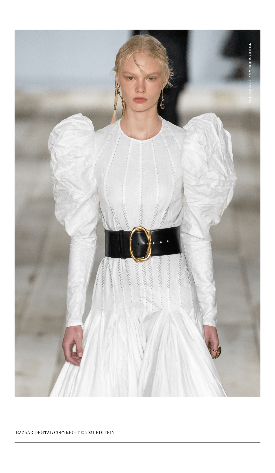 羊腿袖和大家刻板印象中的泡泡袖其实还算有一些差别的,它的形状手臂