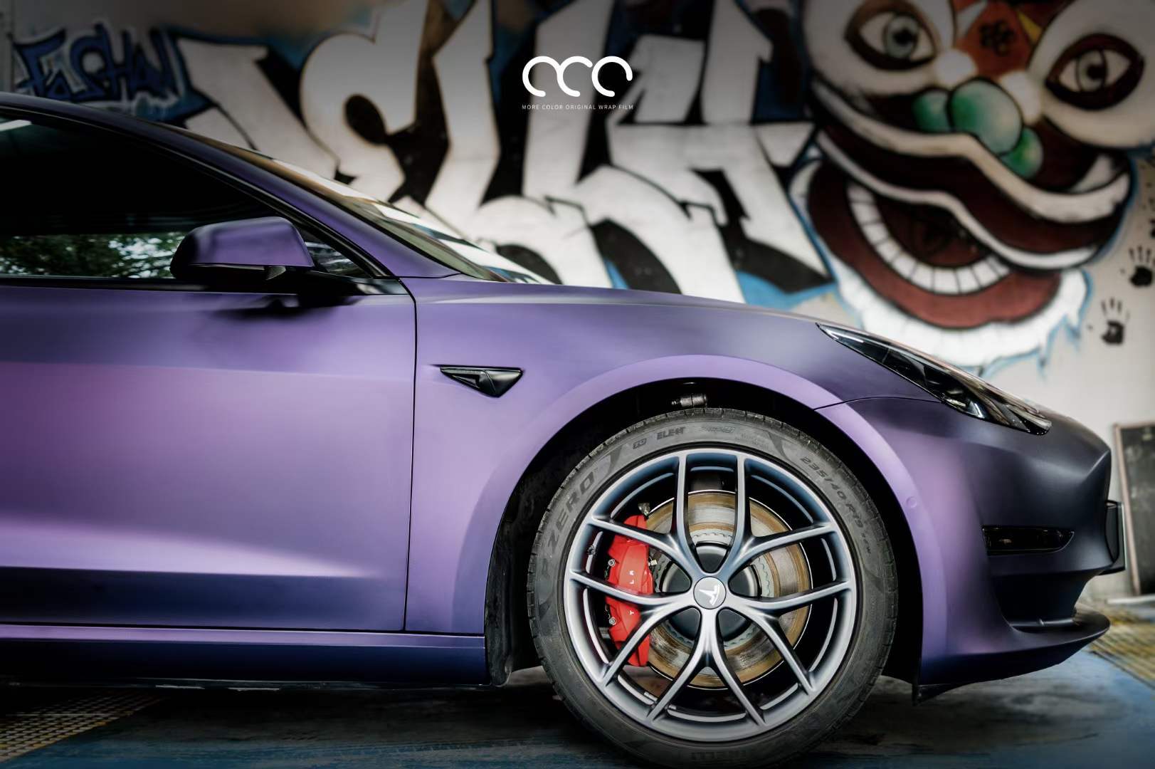 特斯拉model3贴膜漫彩改色膜超亚金属赤紫