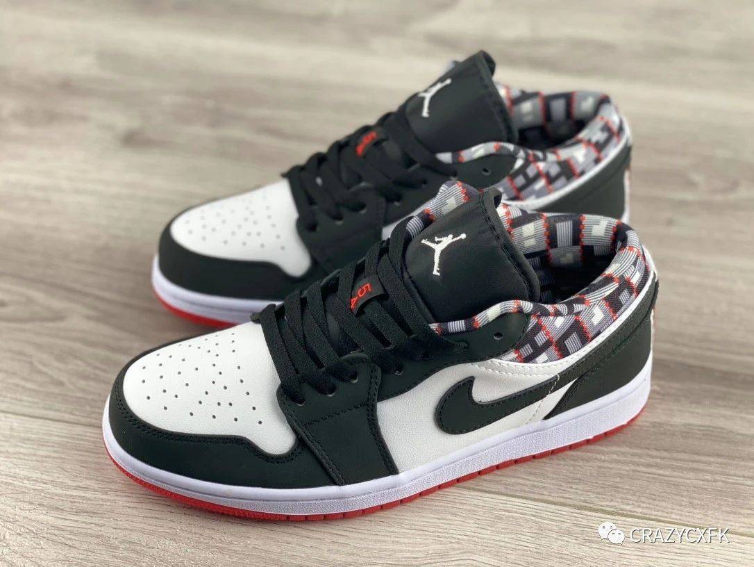鞋跟|乔丹 Air Jordan 1 Low Quai 54 黑白红熊猫低帮运动鞋