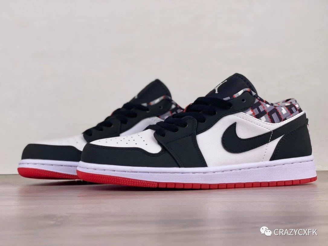 鞋跟|乔丹 Air Jordan 1 Low Quai 54 黑白红熊猫低帮运动鞋
